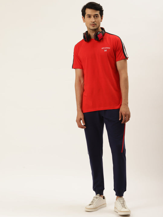Mens Cotton Rich Lycra Colourblocked Track Pant
