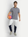 Mens Premium Cotton Striped Half Sleeve Crew Neck T-Shirts